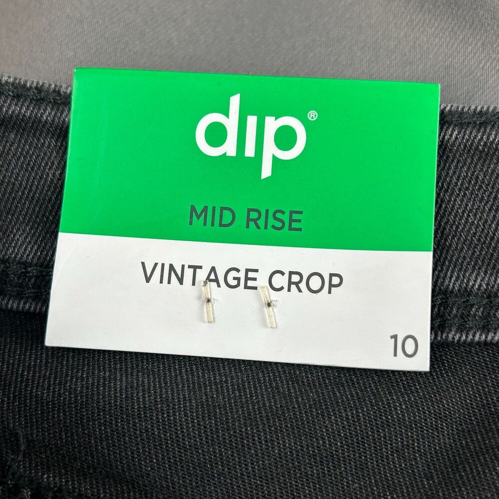 DIP Mid Rise Vintage Crop Black Raw Hem Jeans NWT Size 10 - Picture 6 of 16
